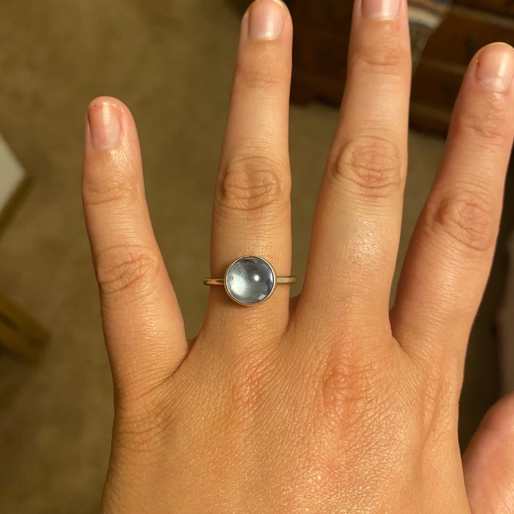 Sterling Silver Blue Crystal Pandora Ring